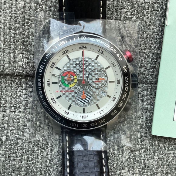 GEVRIL Men's GV2 Scuderia White Dial Black Leather Chronograph Date Watch, 45mm - Picture 5 of 13